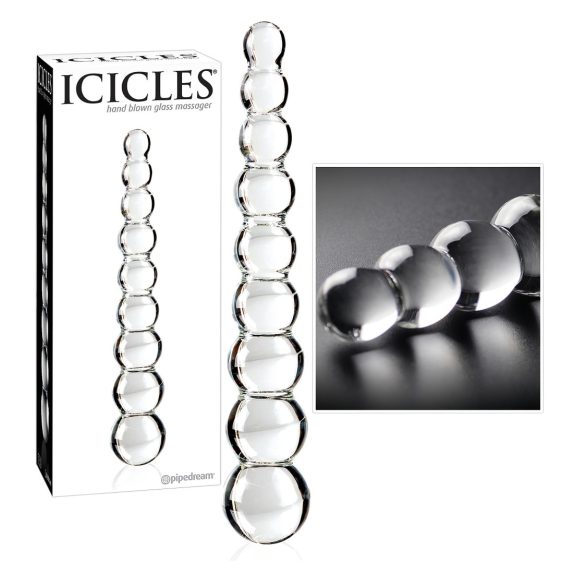 Icicles No. 2 - gömbös üveg dildó (áttetsző)