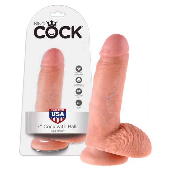 King Cock 7 herés dildó (18 cm) - natúr