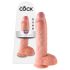 King Cock 10 herés nagy dildó (25 cm) - natúr