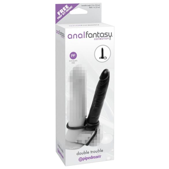 analfantasy Double Trouble - felcsatolható anál dildó (fekete)