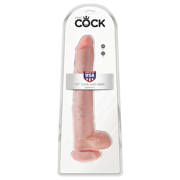 King Cock 14 herés nagy dildó (35cm) - natúr