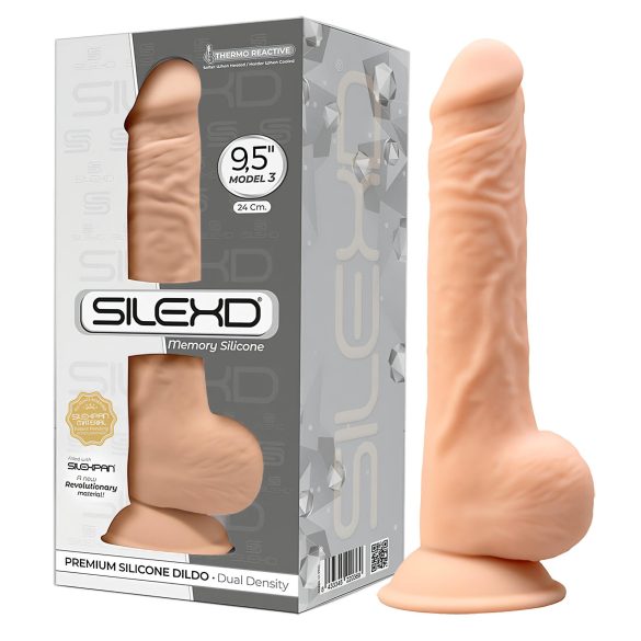 Silexd 9,5 - tapadótalpas dildó - 24cm (natúr)