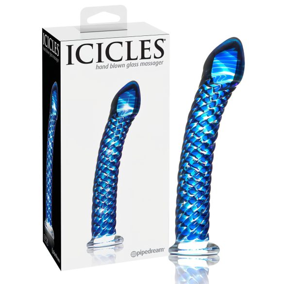 Icicles No. 29 - spirális, péniszes üveg dildó (kék)