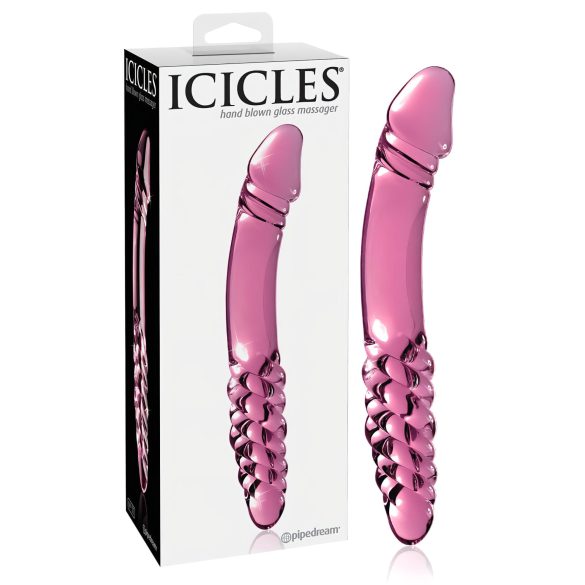 Icicles No. 57 - péniszes kétvégű üveg dildó (pink)