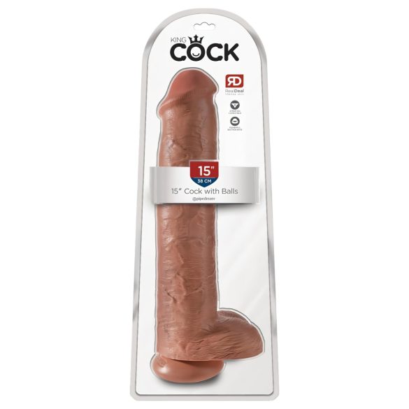 King Cock 15 - óriás dildó (38cm) - sötét natúr