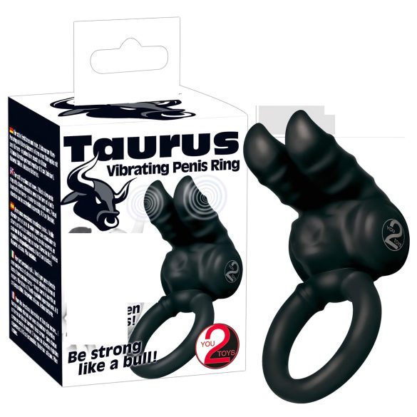 You2Toys - Taurus - dupla-motoros, vibrációs péniszgyűrű (fekete)