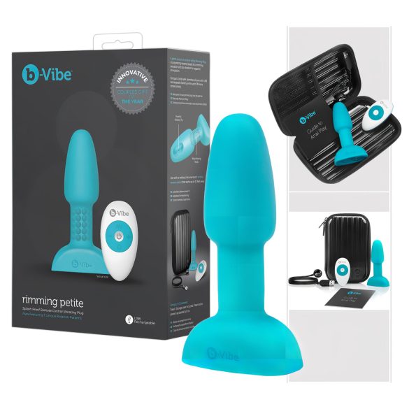 b-Vibe Rimming - forgó gyöngyös anál vibrátor (türkiz)