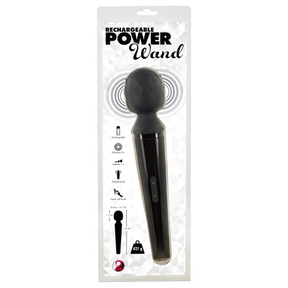 You2Toys Power Wand - akkus, masszírozó vibrátor (fekete)