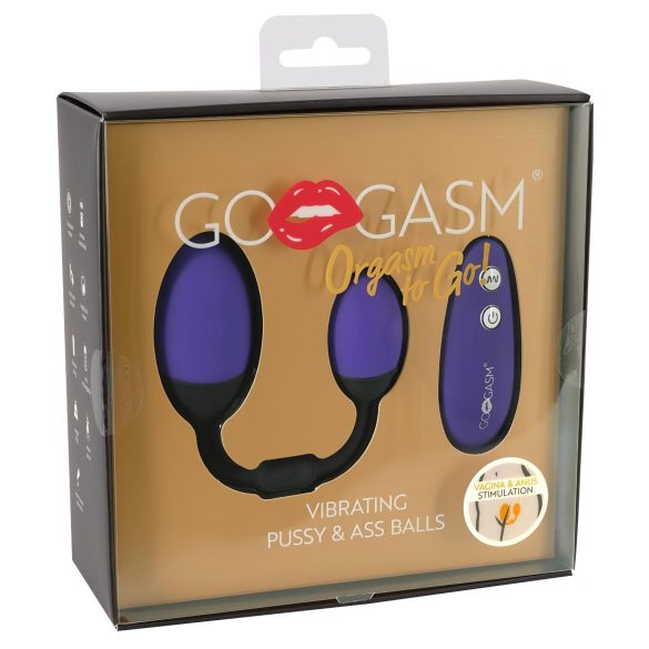 GoGasm Pussy & Ass - rádiós vibrációs tojás duó (lila-fekete)