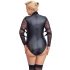 Cottelli Bondage Plus Size - csipkésujjú body (fekete)