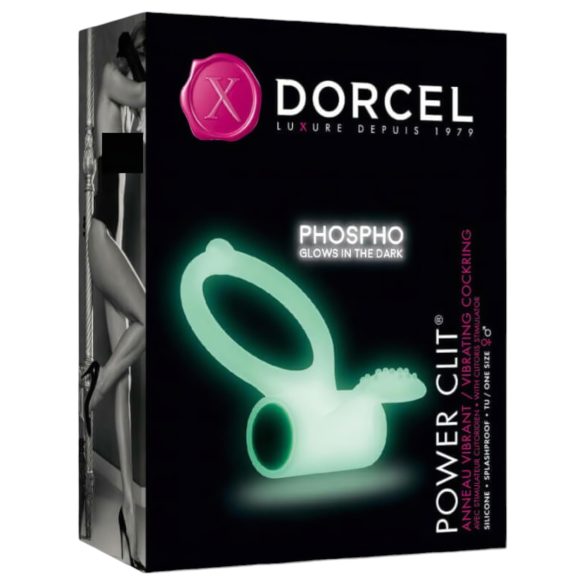 Dorcel - foszforeszkáló vibrációs péniszgyűrű (fehér)