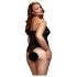 BACI Plus Size - nyakpántos, áttetsző body- fekete (XL-XXL)