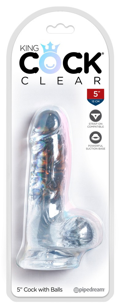 King Cock Clear 5 - tapadótalpas, herés kis dildó (13cm)