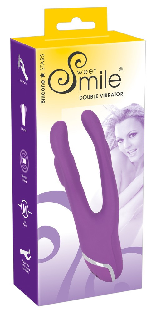 SMILE Double - kétágú szilikon vibrátor (lila)